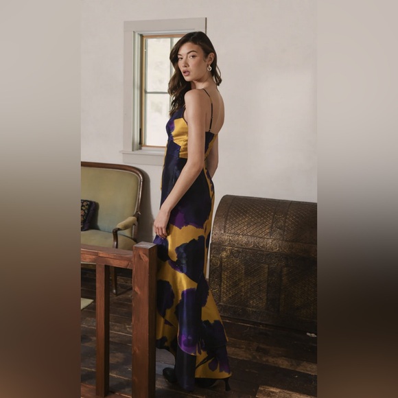 Angel Maxi Dress in Citrine Ink Blot Floral - Picture 2 of 5